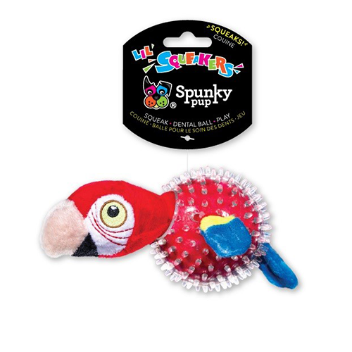 SPUNKY PUP® PARROT IN SPIKY BALL DOG TOY