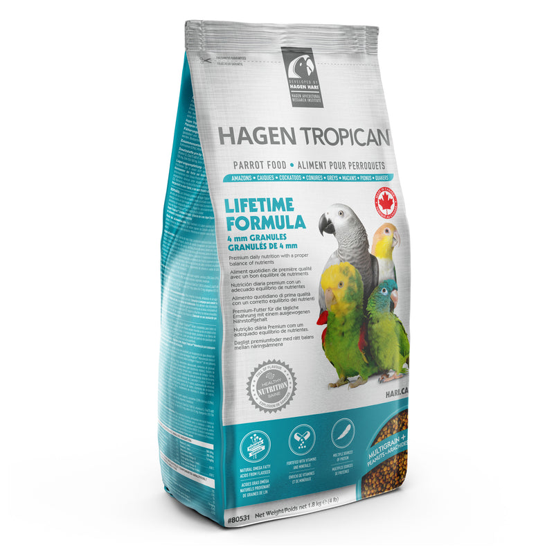 Tropican LifeTime 4mm Granules for Parrots 1.8kg - Made In Canada