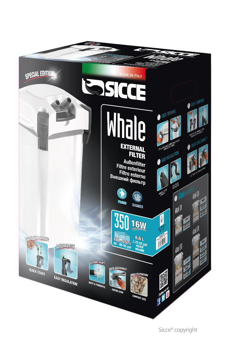 Sicce Whale 3 External Canister Filter 350 Special Edition White - up to 90gal