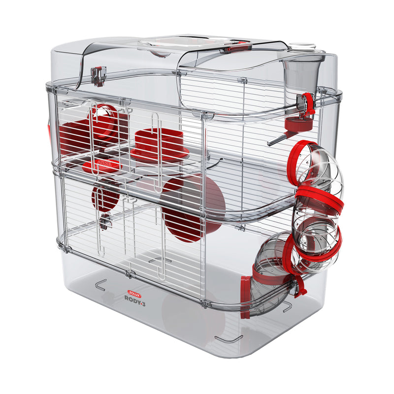 Zolux RODY-3 DUO Cage for Hamsters Gerbils Mice - RED - InterConnecting Cages