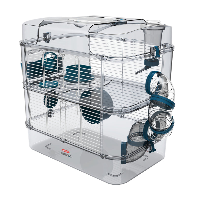 Zolux RODY-3 DUO Cage for Hamsters Gerbils Mice - BLUE - InterConnecting Cages